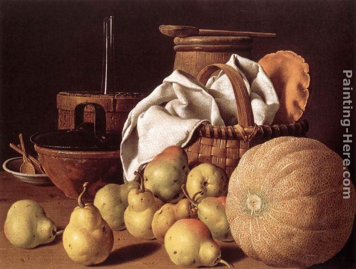 Still-Life with Melon and Pears painting - Luis Melendez Still-Life with Melon and Pears art painting
